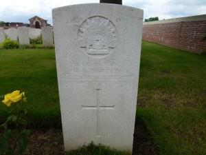 William Lowdon's headstone, Reninghelst New Military Cemetery, Belgium. Image courtesy Sharon Hesse.