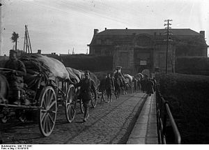 German soldiers outside Maubeuge, September 1914. Image courtesy Wikimedia.