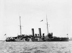 HMS Hawke. Image in public domain.