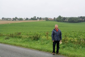 Vernon James Williams' grandson Geoffrey at the site of the Battle of Nauroy 2010. Image courtesy Julia Williams