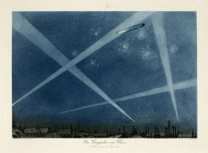 Un Zeppelin sur Paris, nuit du 20 au 21 Mars 1915 by Georges Taboureau.