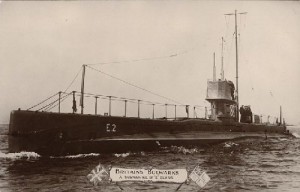 British submarine E2. Image in public domain.