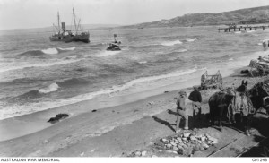 The tug Gaby sinks as fierce storm lash the Gallipoli peninsula; her crew just manage to escape CEW Bean, Gallipoli, 17 November 1915.
