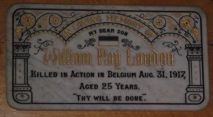 William Roy Lowdon memorial plaque, St John's Church. Image courtesy Julie Sykes.