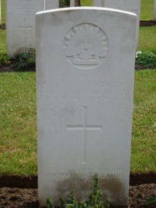 Edmund Cornish's headstone, Cerisy-Gailly Military Cemetery, France. Image courtesy Sharon Hesse.