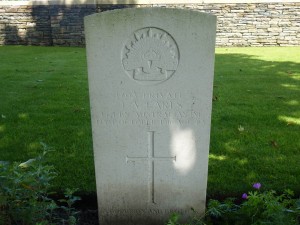 Jack Earl's headstone, Bedford House Cemetery, Belgium. Image courtesy Sharon Hesse.