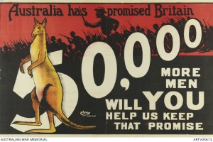 WWI recuitment poster. Image courtesy Australia War Memorial.