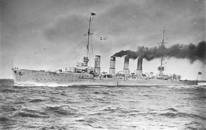 German light cruiser SMS Karlsruhe, 1914. Image courtesy German Federal Archive.