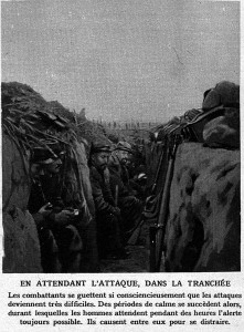 French troops passing time in a trench during the Battle of Champagne. Image courtesy Le Miroir, 27 décembre 1914.