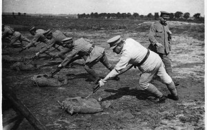 Portuguese officers at Bayonet training. Image courtesy National Library of Scotland.