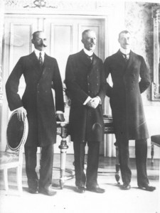 Three Scandinavian kings at Malmo in December 1914. Image in public domain.