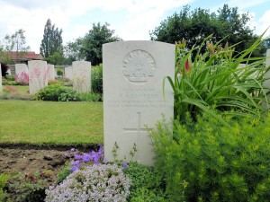 Bernard Kelaher's headstone, Rue-David Military Cemetery, France. Image courtesy Sharon Hesse.