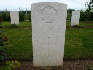 James Lewis Martin's headstone, Villers-Bretonneux Military Cemetery, France. Image courtesy Sharon Hesse.