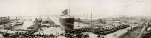 Lusitania at the end of the first leg of her maiden voyage, New York, September 1907.  Image courtesy Library of Congress Prints and Photographs Division.
