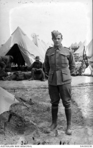 Herbert Maurice Robertshaw at Broadmeadows army camp, Victoria, October 1914. Image courtesy Australian War Memorial.