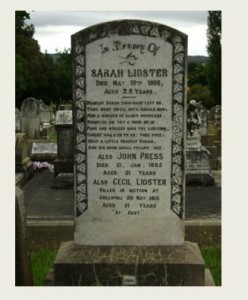 Cecil Lidster commemorative plaque, Orange Cemetery. Image courtesy Lynne Irvine.