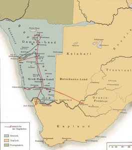 Map of the South-West Africa Campaign in 1915. Image in public domain.