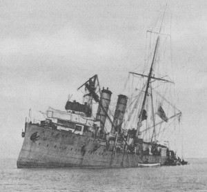 SMS Albatross beached, Gotland, Sweden, July 1915. Image in public domain.