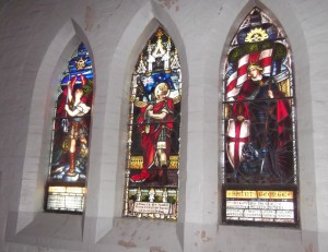 Stained glass window in memory of Roy Stanford (centre panel), Holy Trinity Church Orange. Image courtesy Julie Sykes.