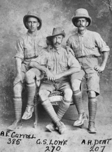 Albert Edward Carroll (left), shortly before the 19th Battalion departed for Gallipoli. Image courtesy Australian War Memorial.