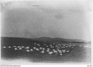 The 4th Brigade camp at Sarpi Camp, September 1915. Image courtesy Australian War Memorial.