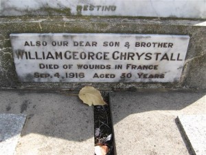 William George Chrystall commemorative plaque. Image courtesy Orange Cemetery.