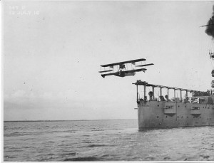 A catapulted sea plane, 1916. Image courtesy US Navy.