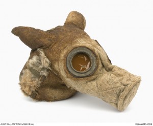 Gas mask for a German Army messenger dog. Image courtesy Australian War Memorial.