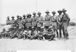 7th Light Horse Regiment officers, Maadi, Egypt. James Dalton is in the back row on the far left. Image courtesy Australian War Memorial.