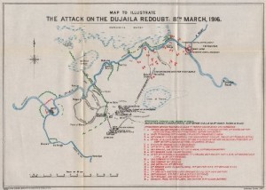 Map of the attack on the Dujaila Redoubt, 8 March 1916. Image courtesy The War in the Air by HA Jones.