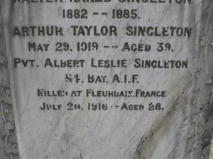 Albert Leslie Singleton.jpg Albert Leslie Singleton memorial plaque, Orange Cemetery. Image courtesy Orange Cemetery.