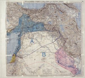 Sykes Picot Agreement Map. Image courtesy The National Archives (United Kingdom).
