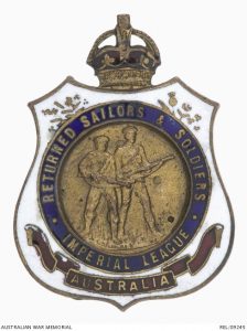 Returned Sailors and Soldiers Imperial League of Australia badge. Image courtesy Australian War Memorial.