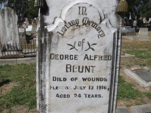 George Alfred Blunt commemorative headstone, Orange Cemetery. Image courtesy Orange Cemetery.