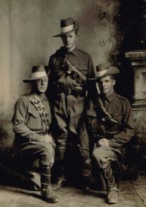 George Gladstone McDonald (centre) with mates Jim Kenny (left) and George Hills (right). Image courtesy Vera Pickford.
