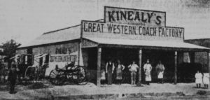 Michael Kinealy’s Great Western Coachworks in 1899, where Bill Johnson completed his apprenticeship. Image courtesy Orange City Library.