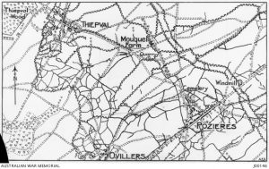 Map of Pozieres and Mouquet Farm district. Image courtesy Australian War Memorial.