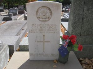 Charles Grimson's headstone, Orange Cemetery. Image courtesy Orange Cemetery.