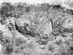 The destroyed Ngeri-Ngeri Bridge on the Central Railway, German East Africa. Image courtesy Imperial War Museum © IWM (Q 15595).
