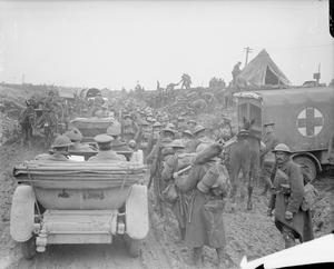 A congested road at Fricourt on the Somme, 13 October 1916. Image courtesy Imperial War Museum © IWM (Q 5794).