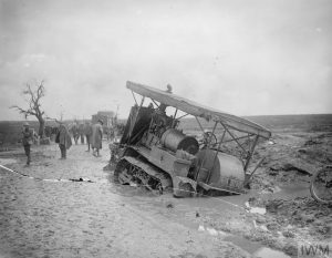 Hold Caterpillar Tractor sunk in the mud on the Somme, October 1916, John Warwick Brooke. Image courtesy Imperial War Museum © IWM Q 4423.