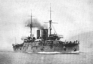 Italian battleship Regina Margherita on speed trials, 1904. Image courtesy Marine Engineering, 9, 1904, New York.