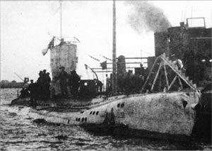 German submarine SM UB-43 in port, 1915–16. Image courtesy U-boats of the Kaiser's Navy, 2002.